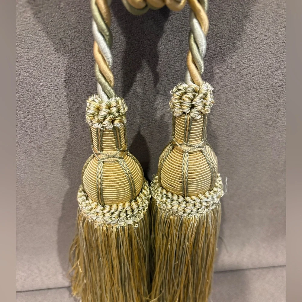 Rope And Tassel‎ Tie Backs For Window Curtains Drapes Pair Gold Green Light Blue